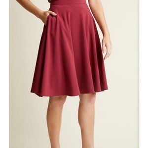 Modcloth Just This Sway Skirt in Burgundy/Wine Red